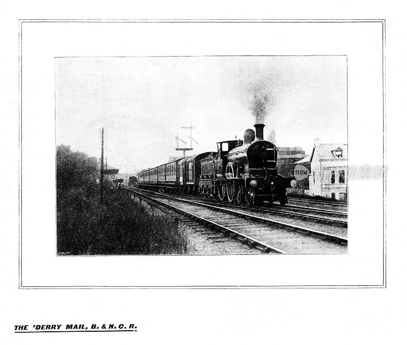 维多利亚时代的插图德里邮车B & N C R;贝尔法斯特和北部郡铁路;1898年英国快报杂志